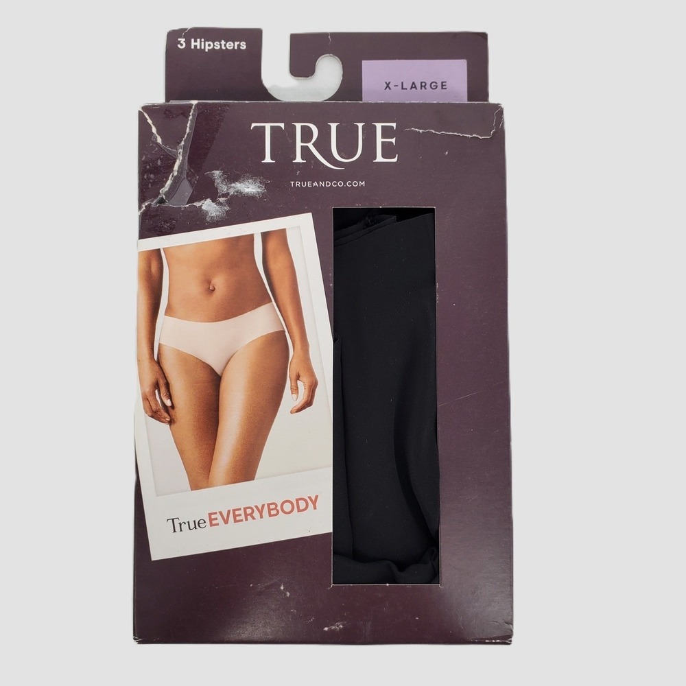 True & Co True Body Hipster Seamless Panties Womens XL 3 Pack Black Stretch New